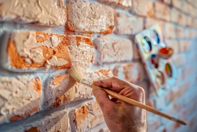 como pintar una pared con diseno de ladrillos